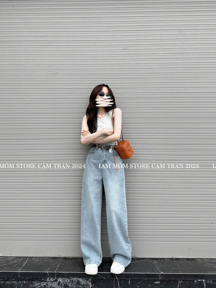 Jean suông xanh đai nâu -duoc-ban-tai-ANN Unisex
