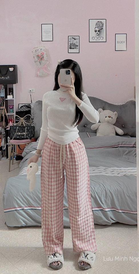 Quần caro đũi xốp dài-duoc-ban-tai-ANN Unisex