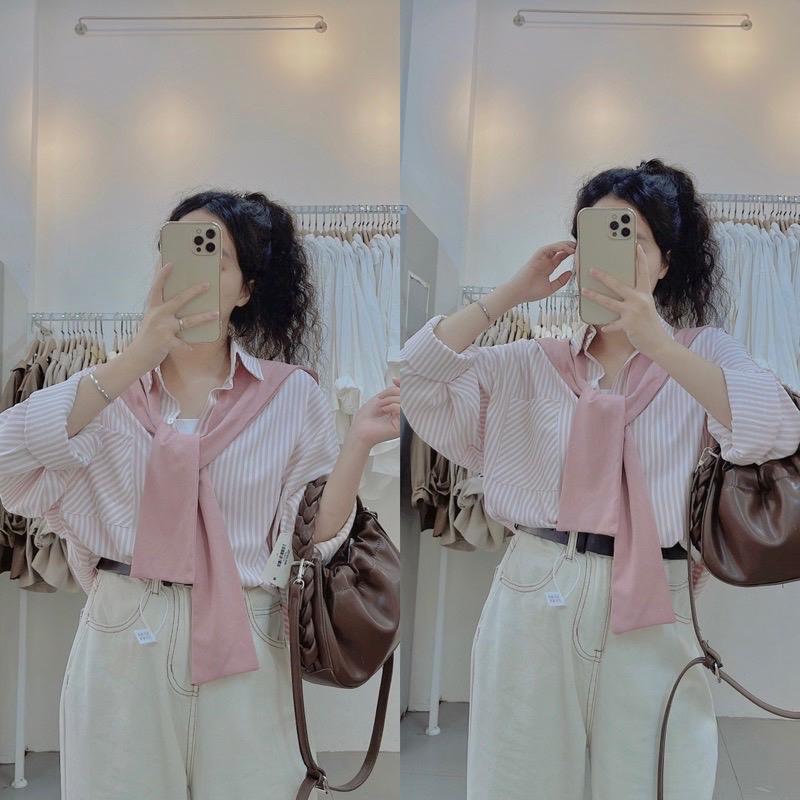 Áo somi kẻ kèm khăn -duoc-ban-tai-ANN Unisex