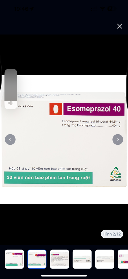 Thuốc Esomeprazol 40 Tv.Pharm điều trị loét dạ dày, trào ngược dạ dày, thực quản (3 vỉ x 10 viên)-duoc-ban-tai-Happi’s pharmacy 