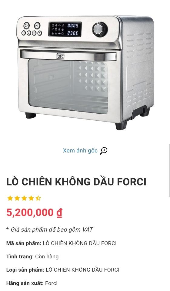 Lò chiên không dầu Forci FC-N188 ( 25l)-duoc-ban-tai-NPP TT ĐIỆN MÁY NỘI THẤT ĐÀO GIA