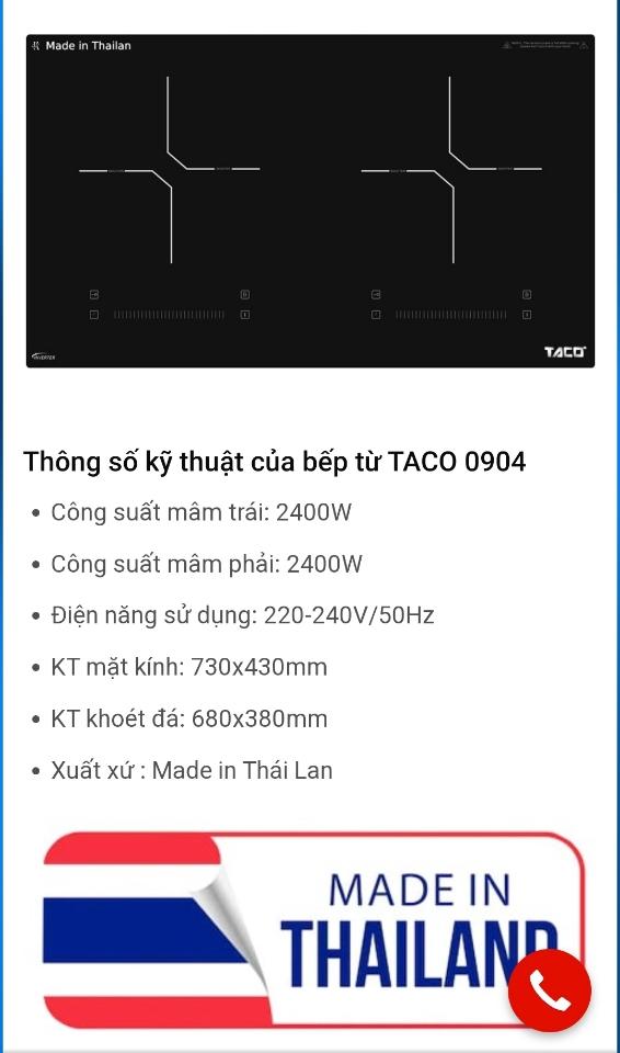 Bếp từ cao cấp TaCo TC-0904 ( thailand)-duoc-ban-tai-NPP TT ĐIỆN MÁY NỘI THẤT ĐÀO GIA