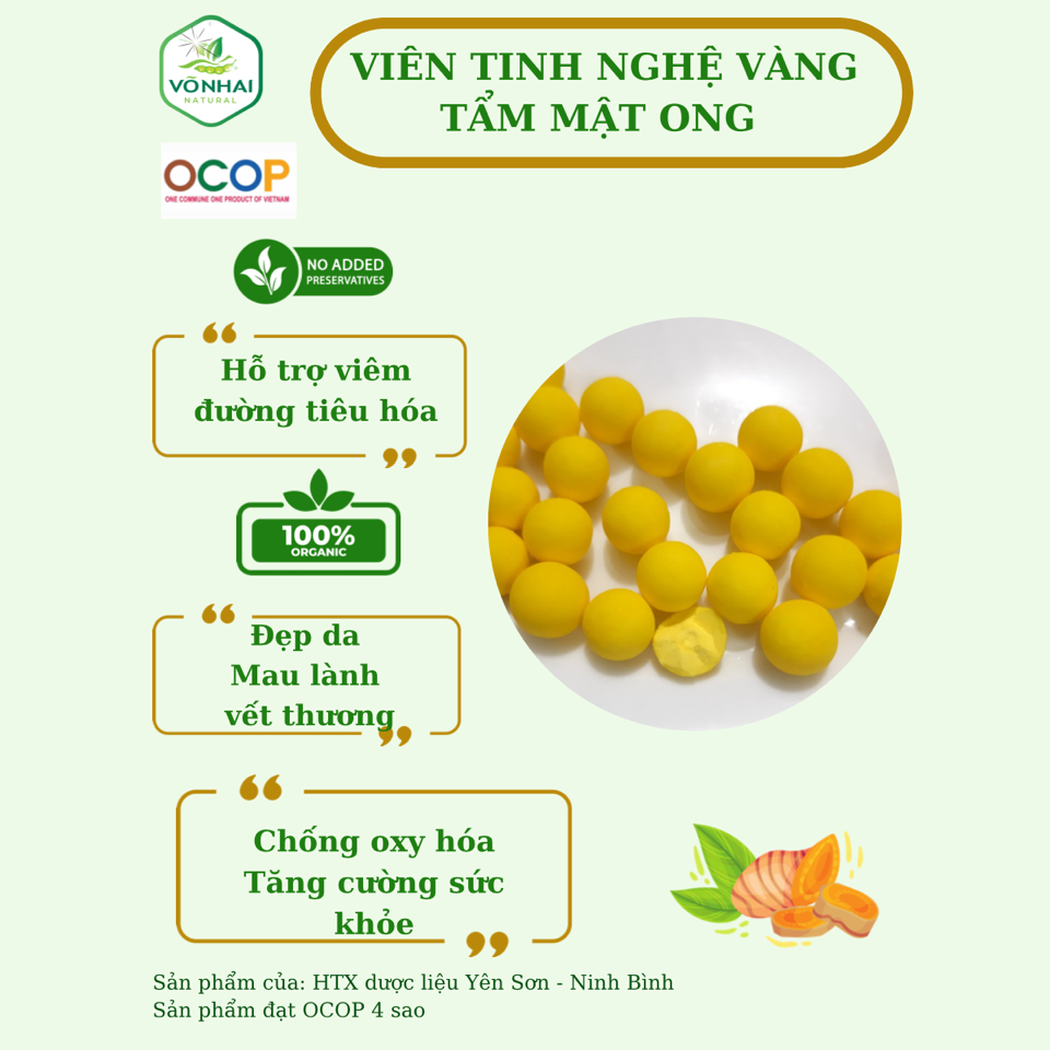 Viên tinh nghệ mật ong HTX dược liệu Yên Sơn - Ocop 3 sao Ninh Bình-duoc-ban-tai-Đông y Việt Phương