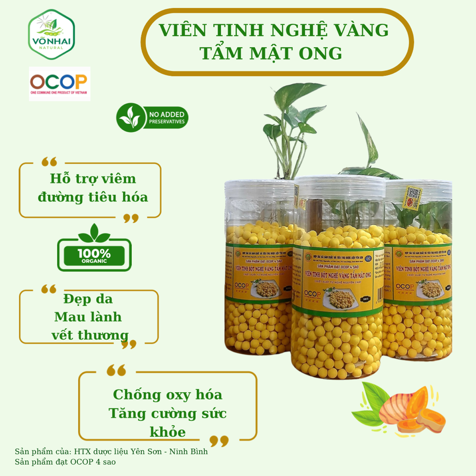 Viên tinh nghệ mật ong HTX dược liệu Yên Sơn - Ocop 3 sao Ninh Bình-duoc-ban-tai-Đông y Việt Phương
