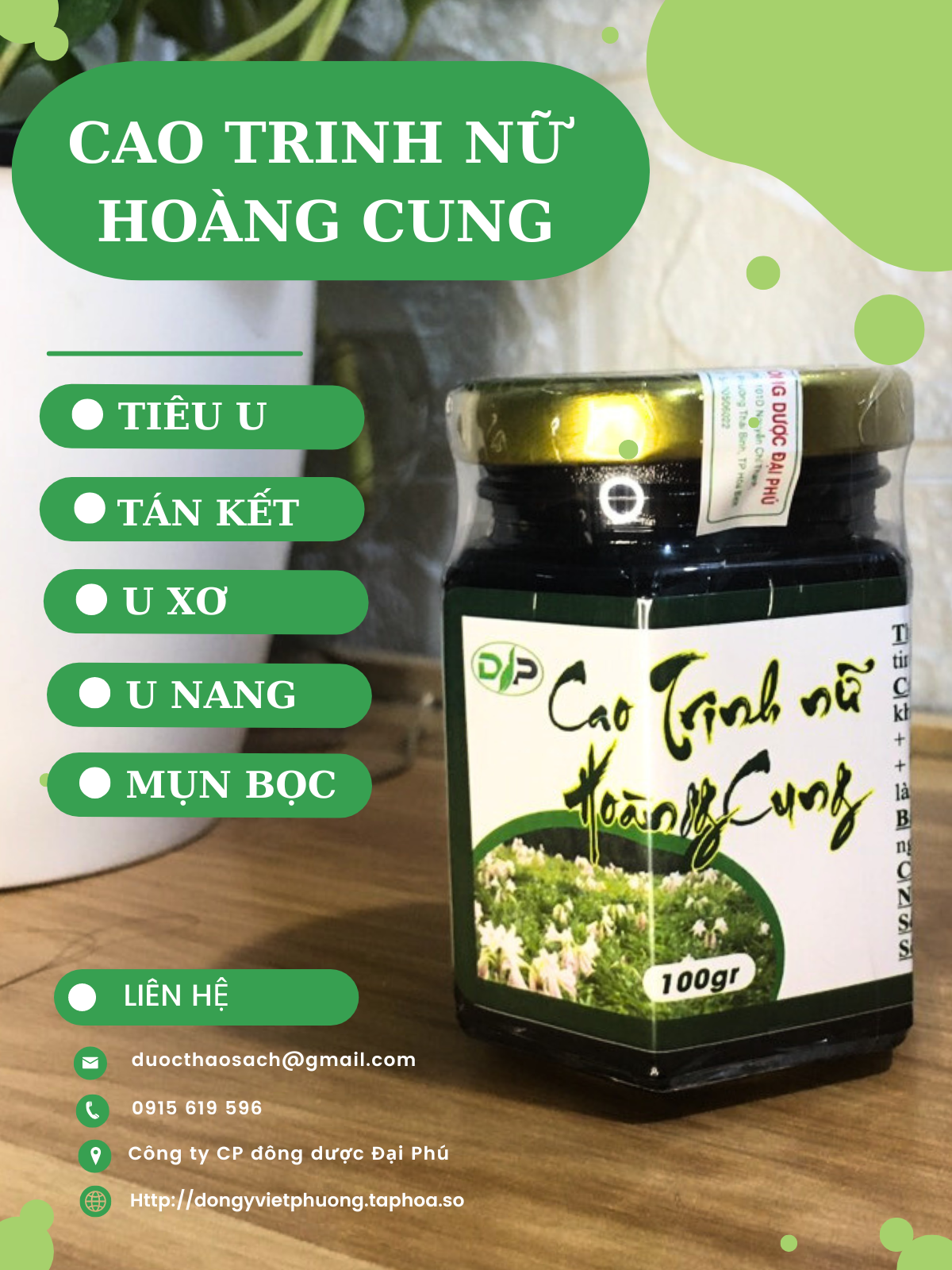 Cao Trinh nữ Hoàng Cung lọ 100 gram - tiêu u tán kết - cao cổ truyền không chất bảo quản-duoc-ban-tai-Đông y Việt Phương