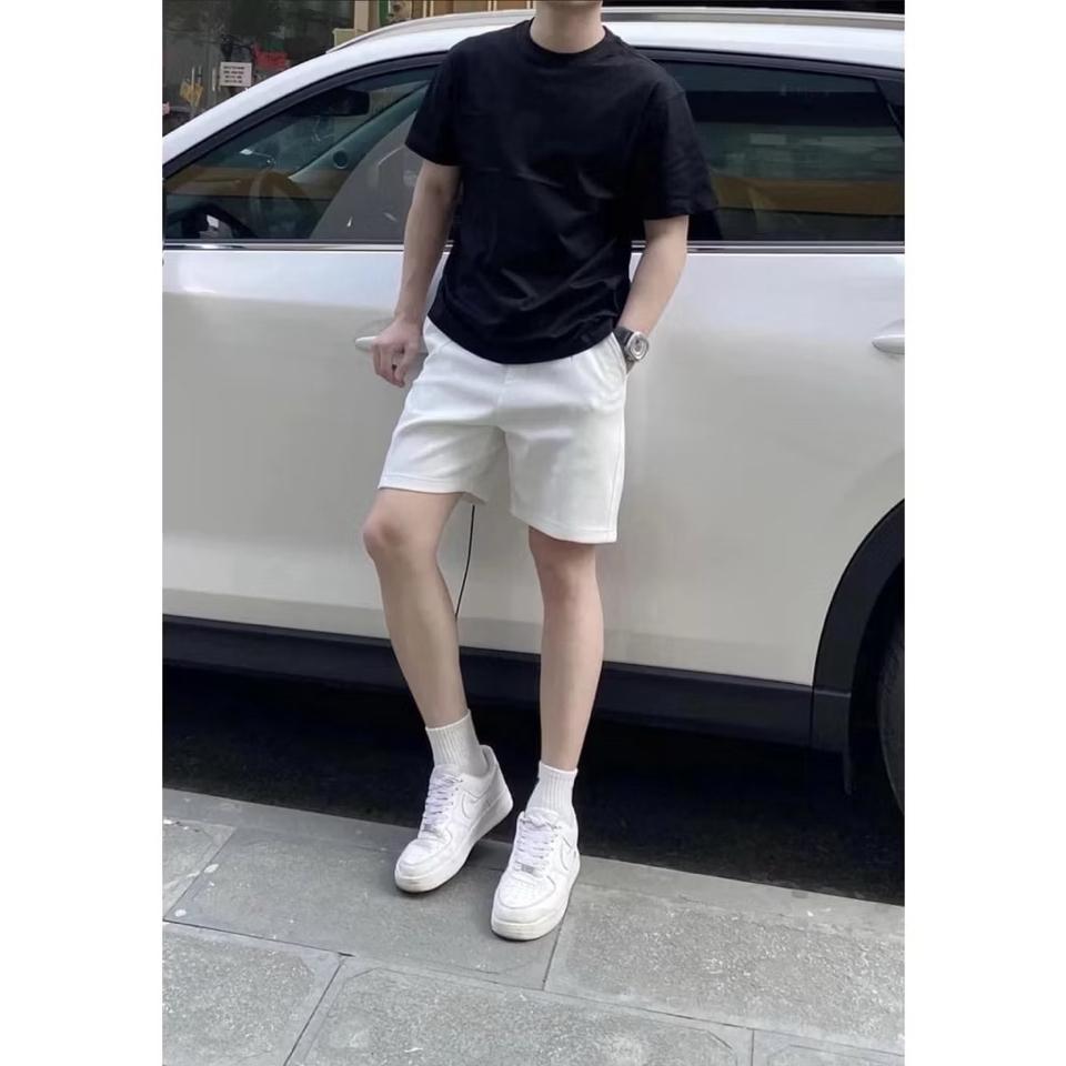 Quần short unisex nam nữ chất cotton cao cấp có dập gân ở giữa, chất Umi co giãn nhẹ, mặc thoải mái-duoc-ban-tai-Handsome Shop