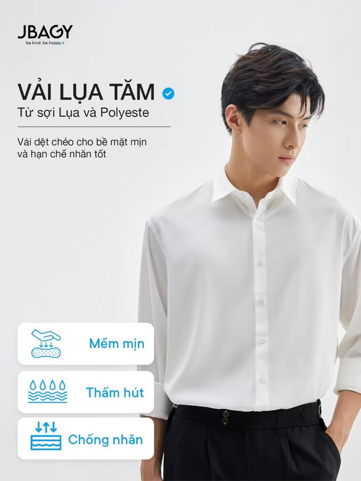 Áo sơ mi nam tay dài JBAGY Pastel sơ mi trắng form rộng, vải lụa tăm cao cấp phong cách Hàn Quốc-duoc-ban-tai-Handsome Shop