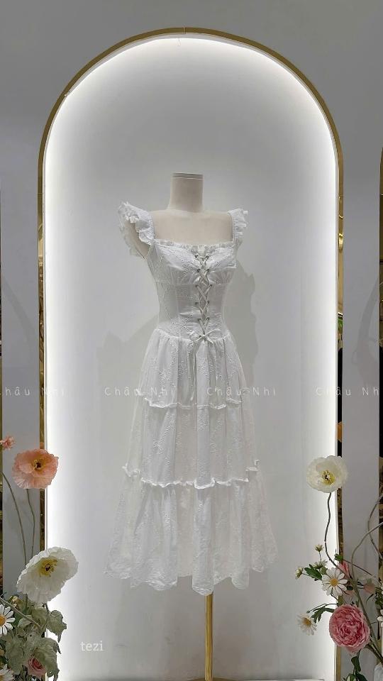 Váy trắng dây buộc -duoc-ban-tai-Thảo An Shop