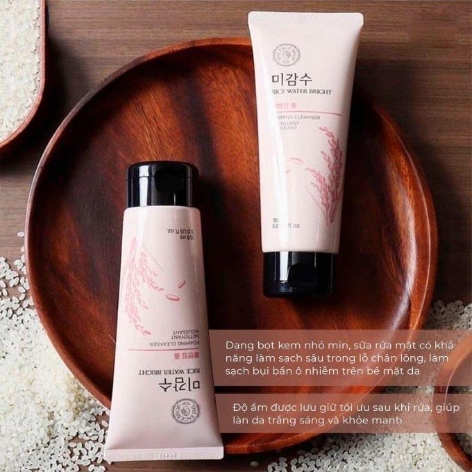 SRM THEFACESHOP Water Bright Facial Foaming Cleanser GẠO-duoc-ban-tai-Chan Chan shop