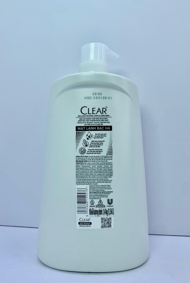 Dầu Gội Clear 1.4kg Bạc Hà - Đánh Bay Gàu, Sạch Da Đầu, Sảng Khoái Lâu Dài-duoc-ban-tai-MỸ PHẨM QUÂN THU