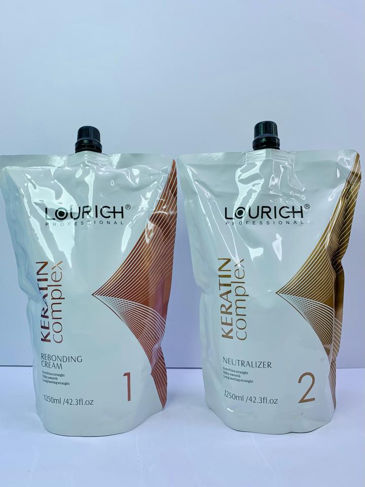 CẶP THUỐC DUỖI ÉP TÓC THẲNG PHỤC HỒI LOURICH KERATIN COMPLEX (1250ML X2) – CHUYÊN NGHIỆP SALON-duoc-ban-tai-MỸ PHẨM QUÂN THU
