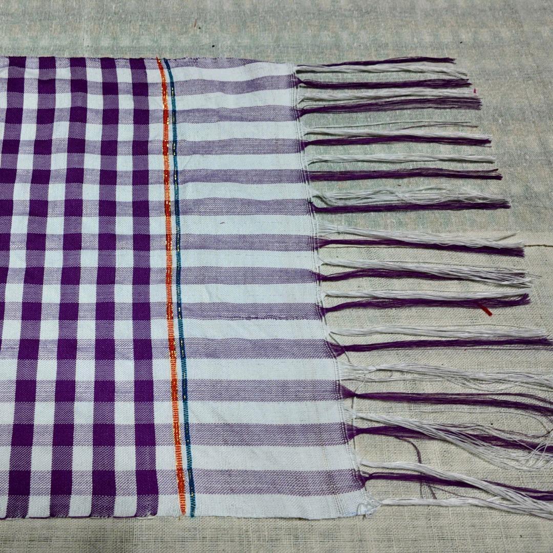 Khăn dệt tay thổ cẩm Hoàng Long - Sắc màu kẻ tím / Hoang Long Handwoven Scarf – Purple Striped-duoc-ban-tai-Vietnam Product Ambassdor