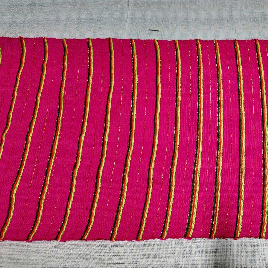 Khăn dệt tay thổ cẩm Hoàng Long - Phối sọc nền hồng / Hoang Long Handwoven Scarf – Striped on Pink Base-duoc-ban-tai-Vietnam Product Ambassdor