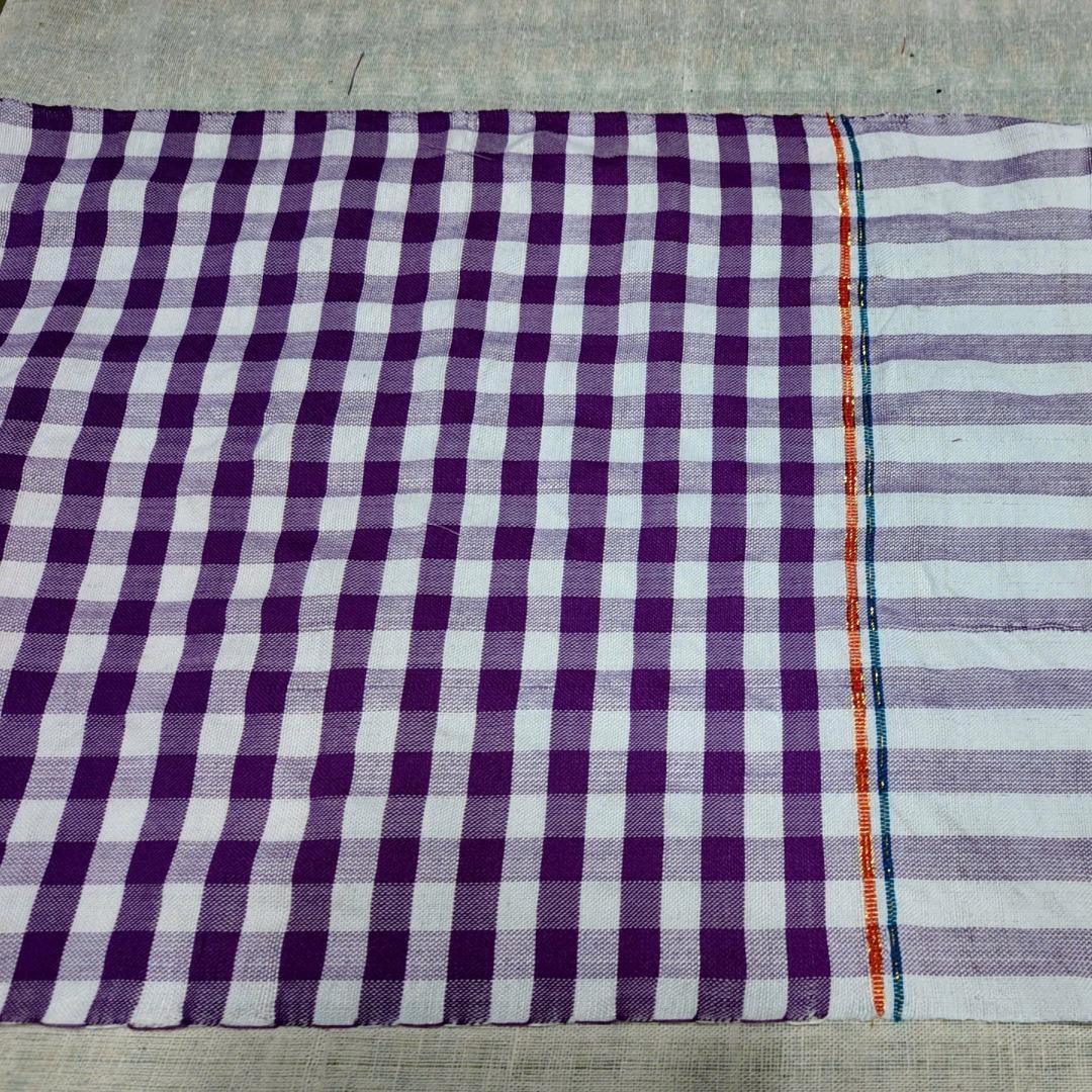 Khăn dệt tay thổ cẩm Hoàng Long - Sắc màu kẻ tím / Hoang Long Handwoven Scarf – Purple Striped-duoc-ban-tai-Vietnam Product Ambassdor