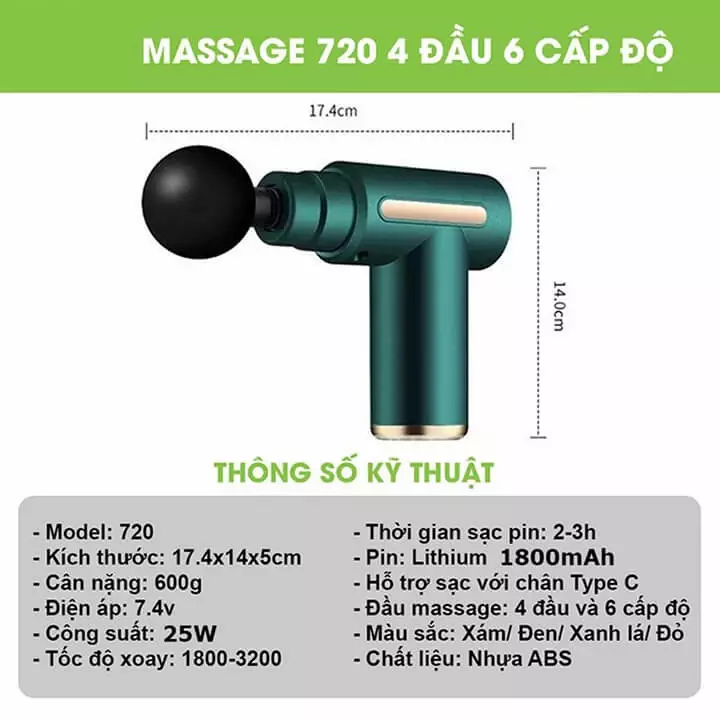 Súng Massage Đấm Lưng Cầm Tay Đa Năng - Sử Dụng Cổ Vai Gáy 4 Đầu 6 Chế Độ-duoc-ban-tai-TỔNG KHO TRẦN DUNG