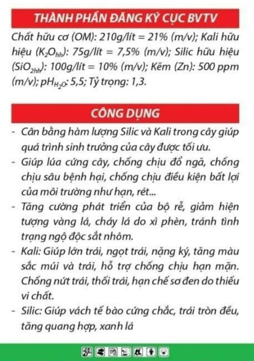 Kali Silic Hữu cơ-duoc-ban-tai-C.ty Được Mùa & Trúng Giá