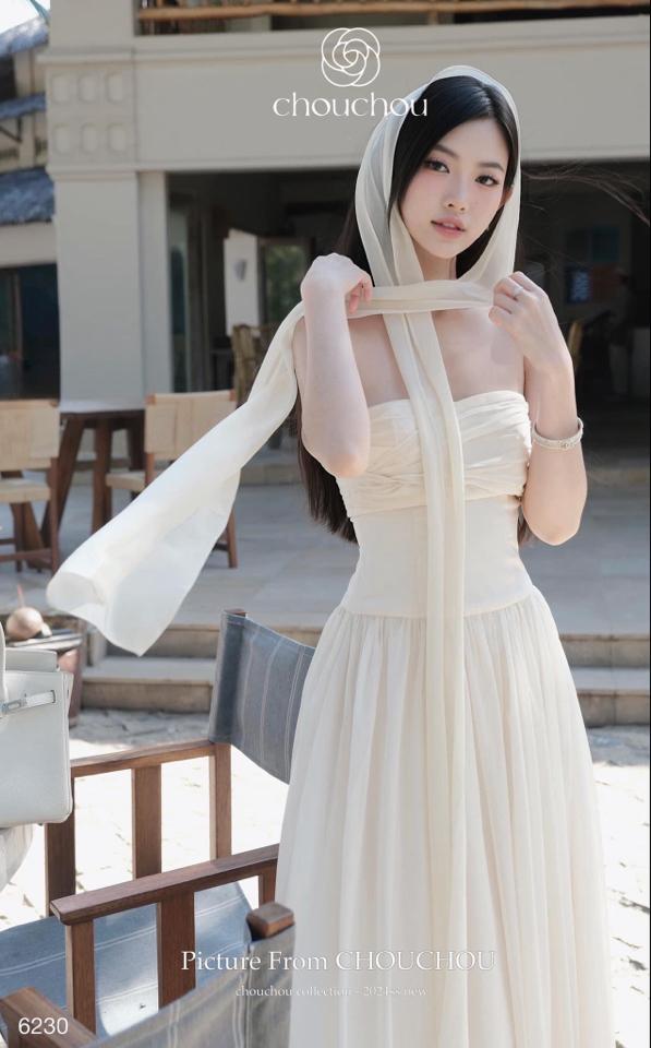 Váy cup + khăn-duoc-ban-tai-Nilasa Boutique