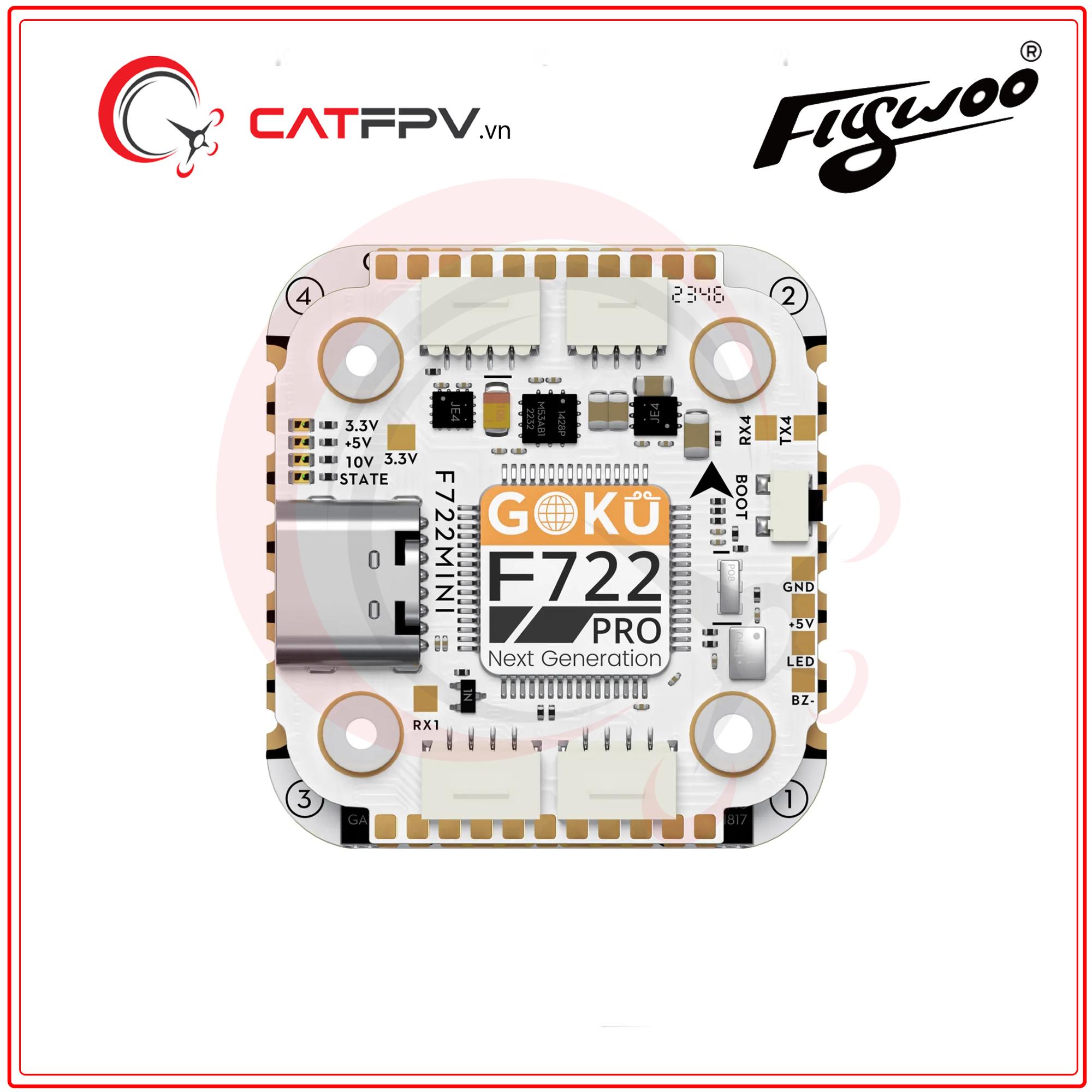 Tháp Mạch Flywoo GOKU F722 Pro Mini V2 45A 32Bit 128K 20X20-duoc-ban-tai-CAT FPV