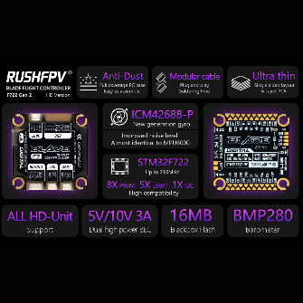 Tháp Stack Rush FPV -50A -F722-duoc-ban-tai-CAT FPV