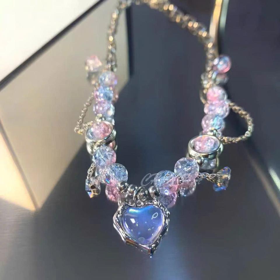 VÒNG TAY CHARM TRÁI TIM XANH TÍM-duoc-ban-tai-Sin Sin Shop