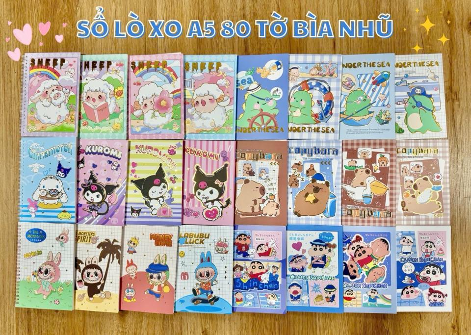 SỔ LÒ XO A5 HOẠT HÌNH MIX MẪU-duoc-ban-tai-Sin Sin Shop