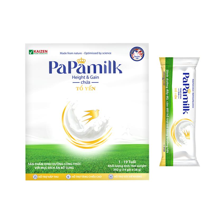 Sữa non tổ yến Papamilk Height & Gain giúp tăng cân tăng chiều cao cho Trẻ từ 1-19 tuổi - Hộp 14 Gói (DR0140-L01)-duoc-ban-tai-Minh Phát Emart
