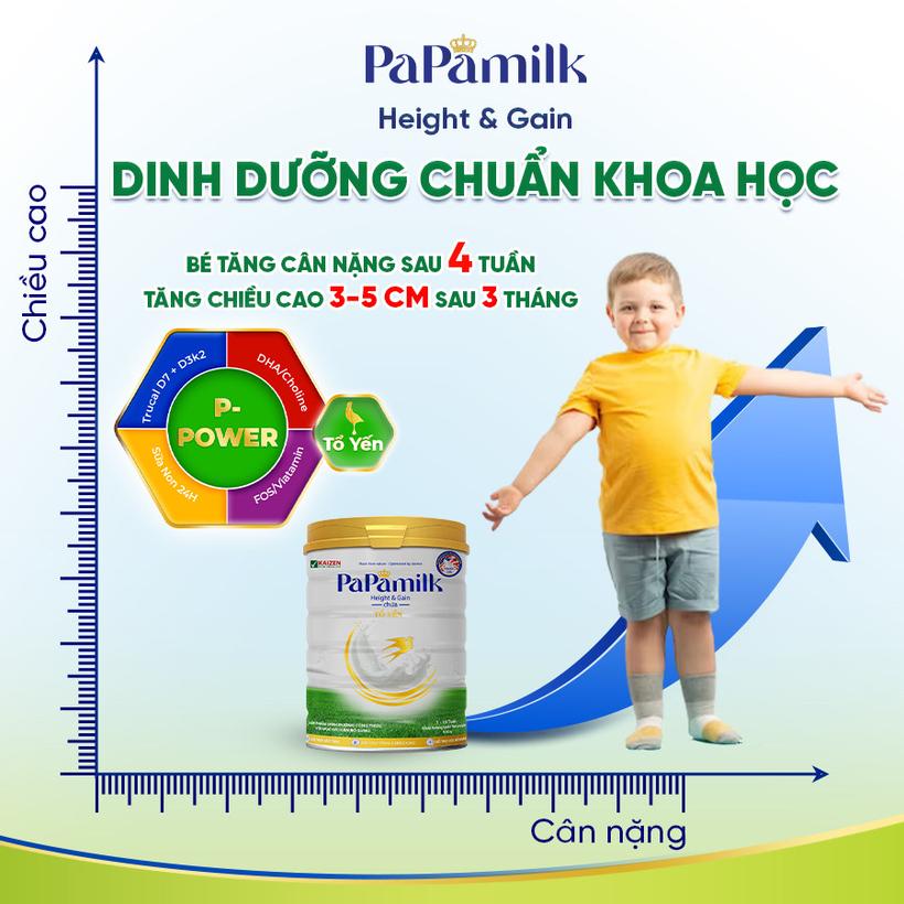 Sữa non tổ yến Papamilk Height & Gain giúp tăng cân tăng chiều cao cho Trẻ từ 1-19 tuổi - Lon 830G (DR0139-L01)-duoc-ban-tai-Minh Phát Emart