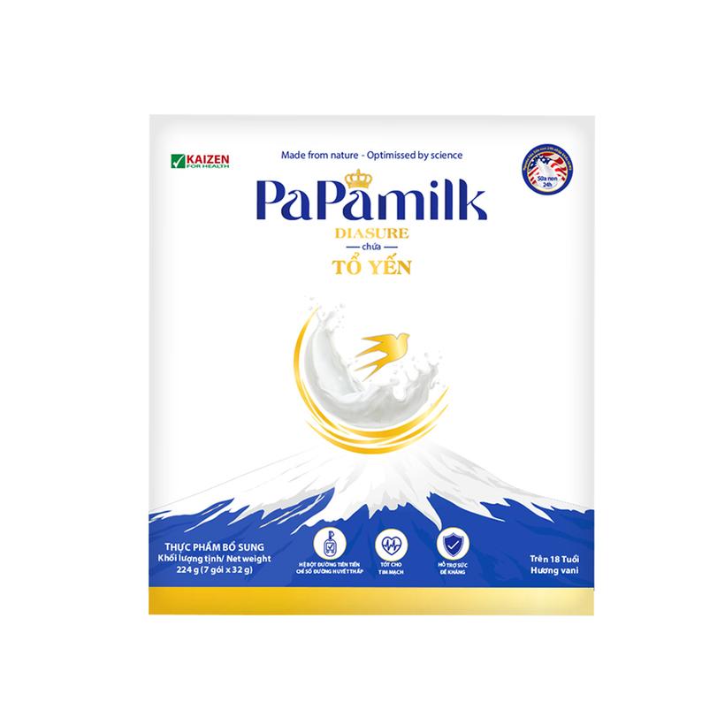 Sữa non tổ yến Papamilk Diasure cho Mẹ bầu, Người tiểu đường - Hộp 07 Gói (DR0138-L01)-duoc-ban-tai-Minh Phát Emart