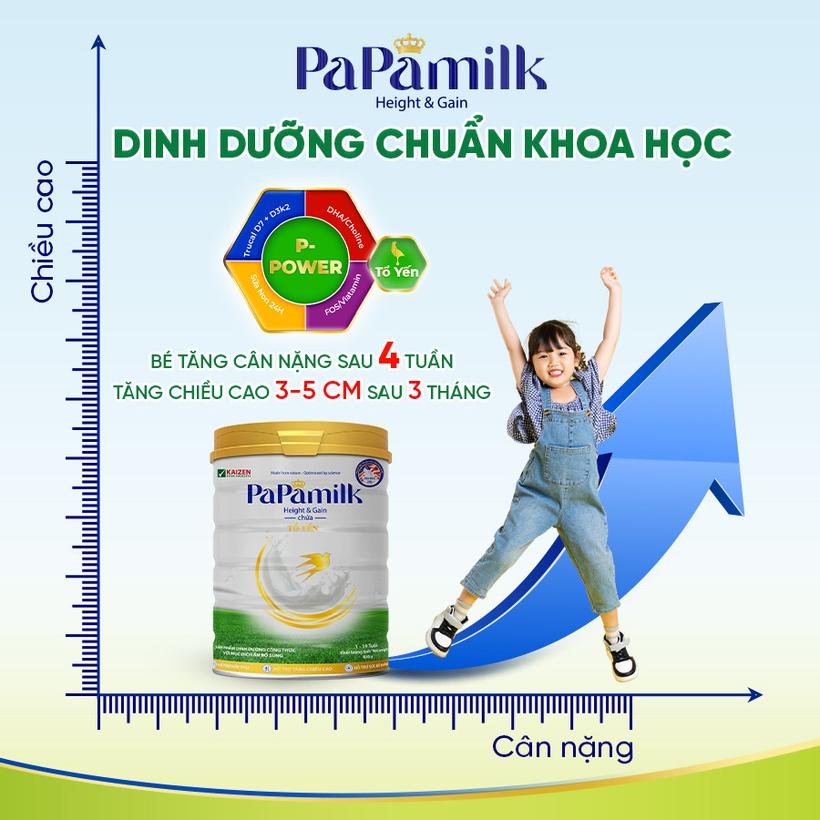 Sữa non tổ yến Papamilk Height & Gain giúp tăng cân tăng chiều cao cho Trẻ từ 1-19 tuổi - Lon 830G (DR0139-L01)-duoc-ban-tai-Minh Phát Emart