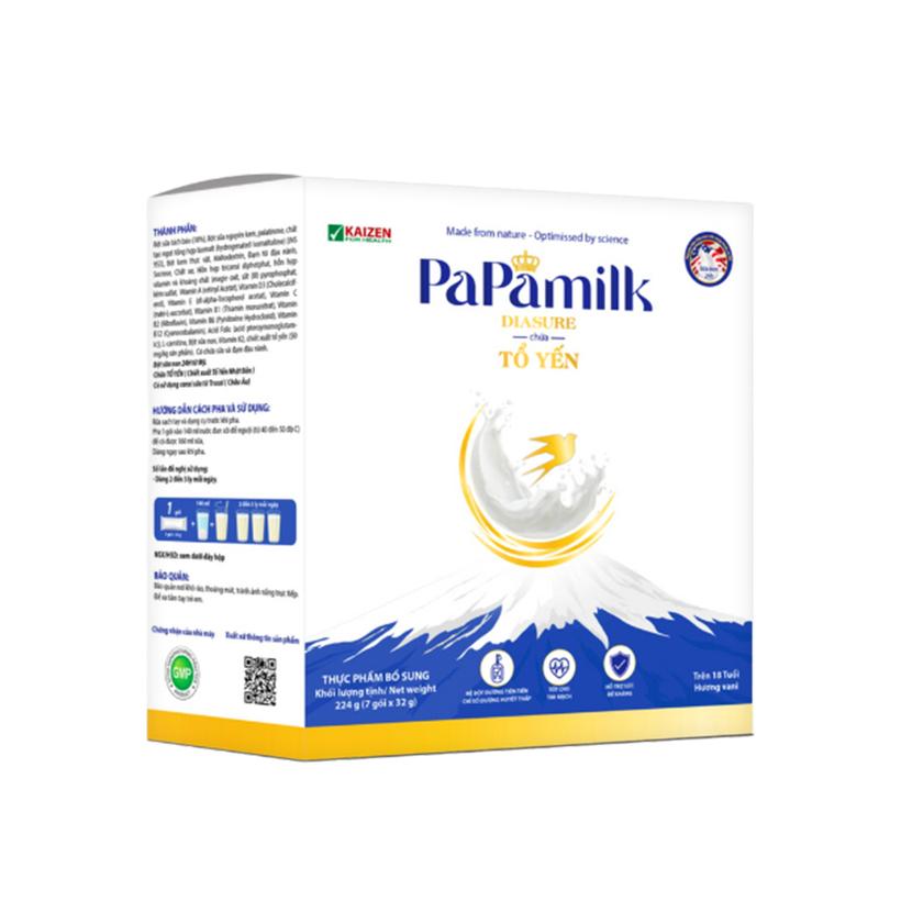 Sữa non tổ yến Papamilk Diasure cho Mẹ bầu, Người tiểu đường - Hộp 07 Gói (DR0138-L01)-duoc-ban-tai-Minh Phát Emart