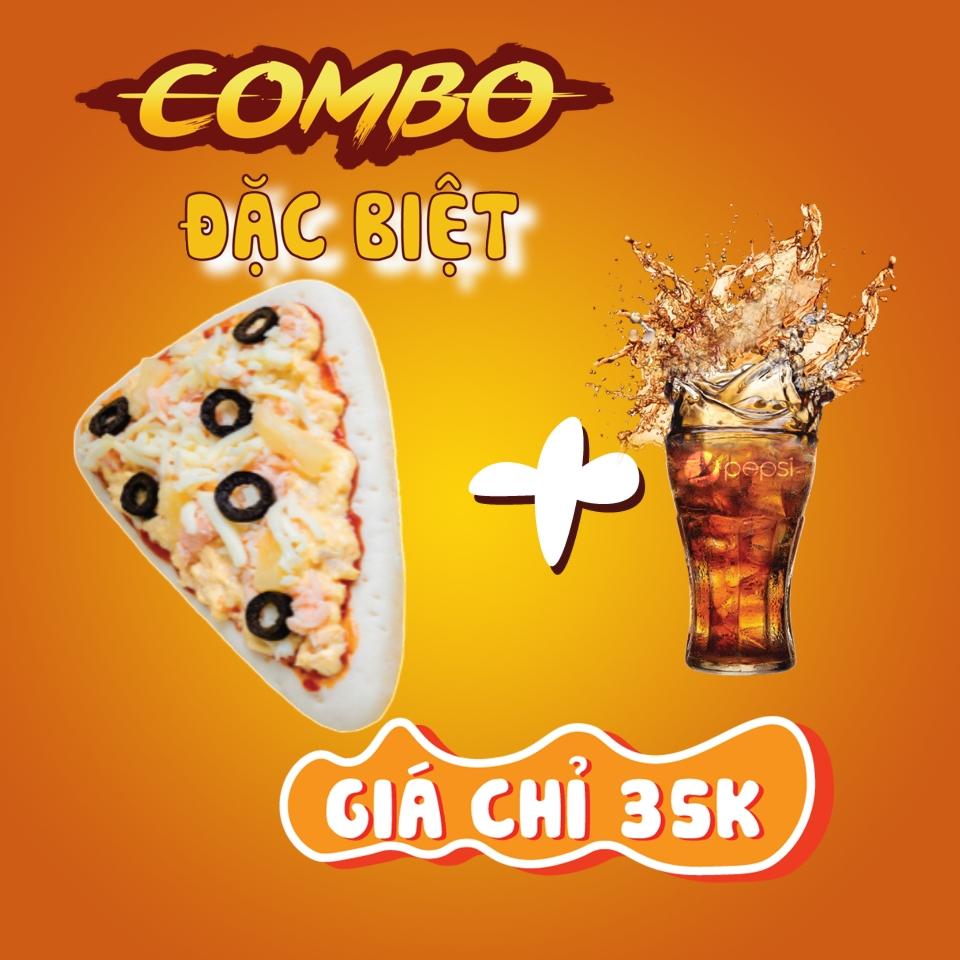 Combo Pizza TG cá hồi Olive  + Nước-duoc-ban-tai-Bánh Mì Má Hải - An Nhơn