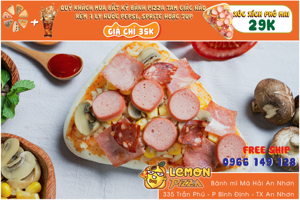 Pizza TG xúc xích phô mai-duoc-ban-tai-Bánh Mì Má Hải - An Nhơn