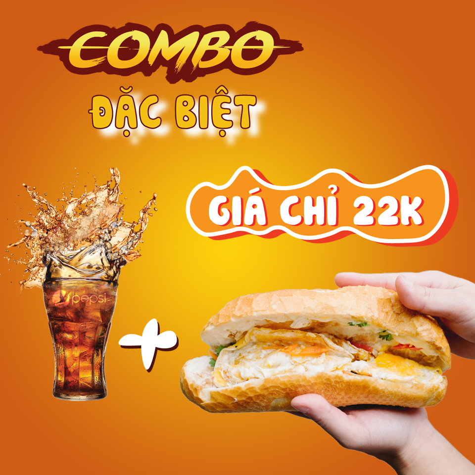 Combo Bánh mì ốp la 2 trứng + Nước-duoc-ban-tai-Bánh Mì Má Hải - An Nhơn