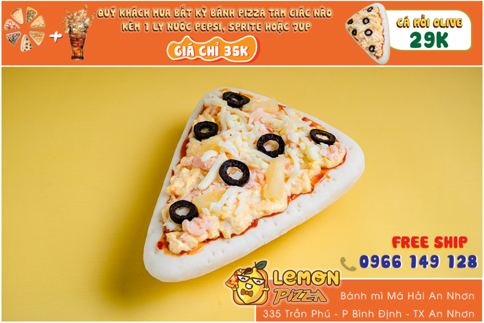 Pizza TG cá hồi Olive -duoc-ban-tai-Bánh Mì Má Hải - An Nhơn
