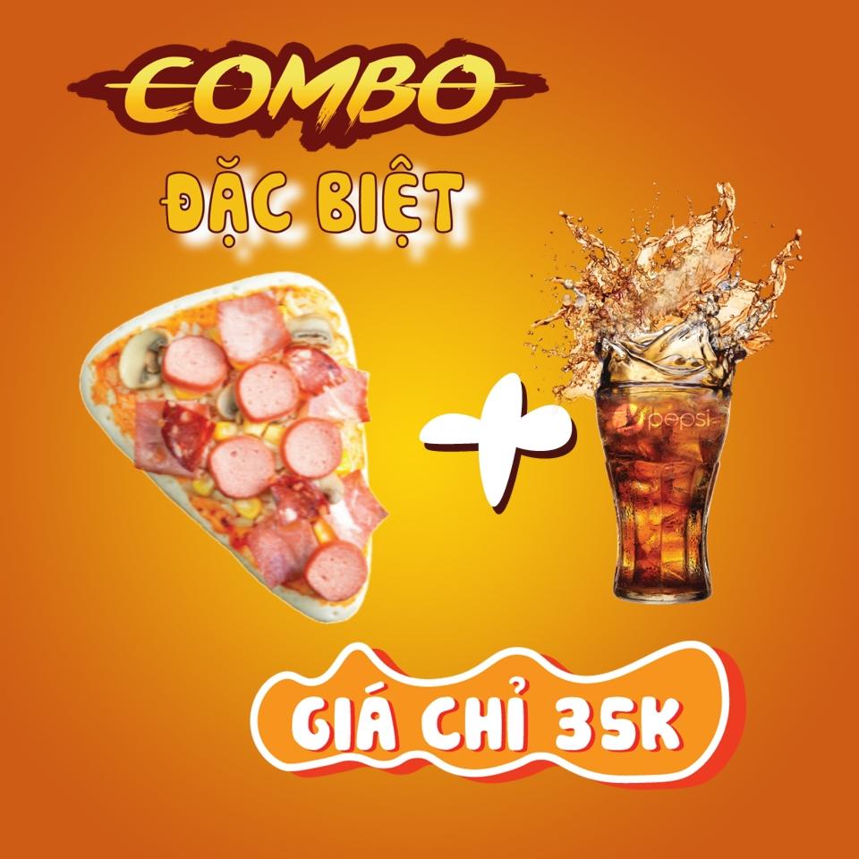 Combo Pizza TG xúc xích phô mai + Nước-duoc-ban-tai-Bánh Mì Má Hải - An Nhơn