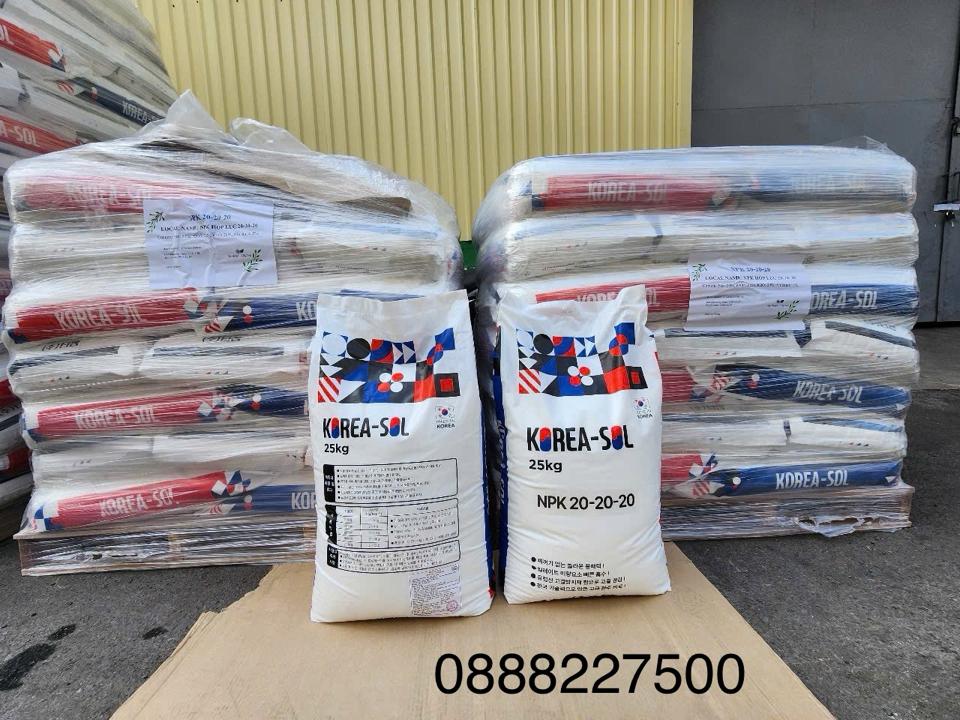 Npk 20-20-20 + Te  Hàn Quốc  bao trắng-duoc-ban-tai-Phân-Bón-Nông-Nghiệp