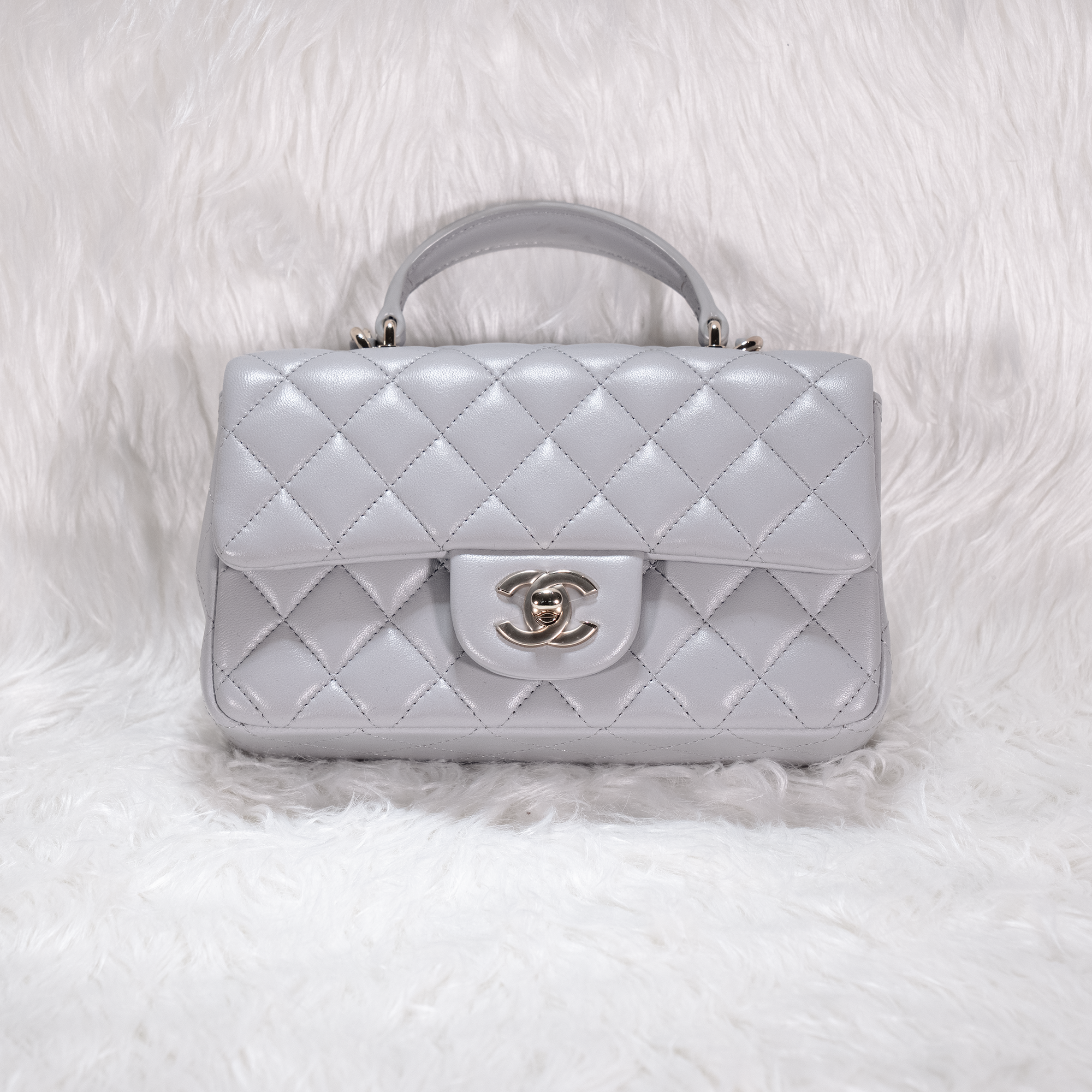 Chanel Classic Flap Bag - Mini Rectangular Top Handle Grey-duoc-ban-tai-AnDi Authentic Luxury