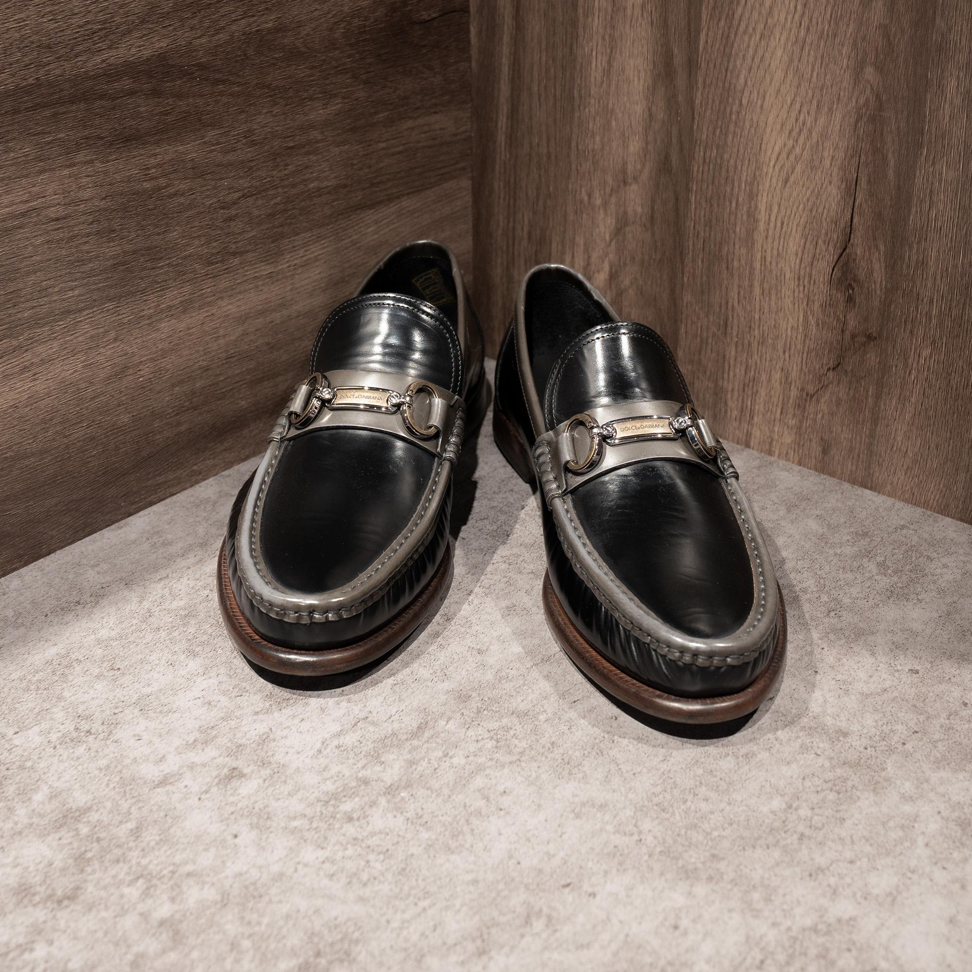 Dolce Black Leather Logo Bit Slip On Loafers New trưng bày-duoc-ban-tai-AnDi Authentic Luxury