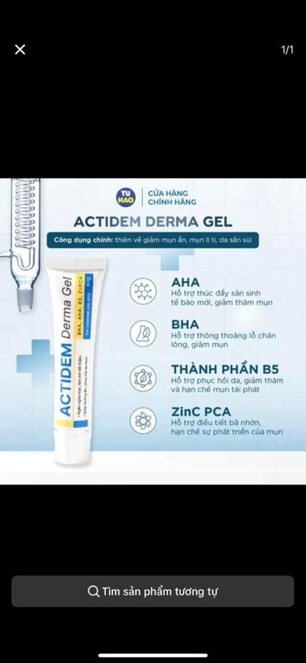 Tuýt mụn  Actidem Derma Gel-duoc-ban-tai-ML Store