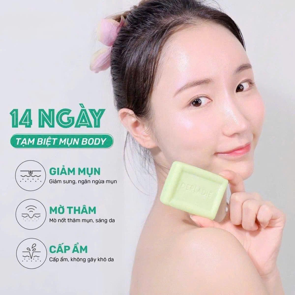 Xà Phòng Tắm Giảm Mụn Derladie Cleansing Bar For Blemish Skin Cho Body Cơ Thể 50g-duoc-ban-tai-Tiệm Nhà Mịn