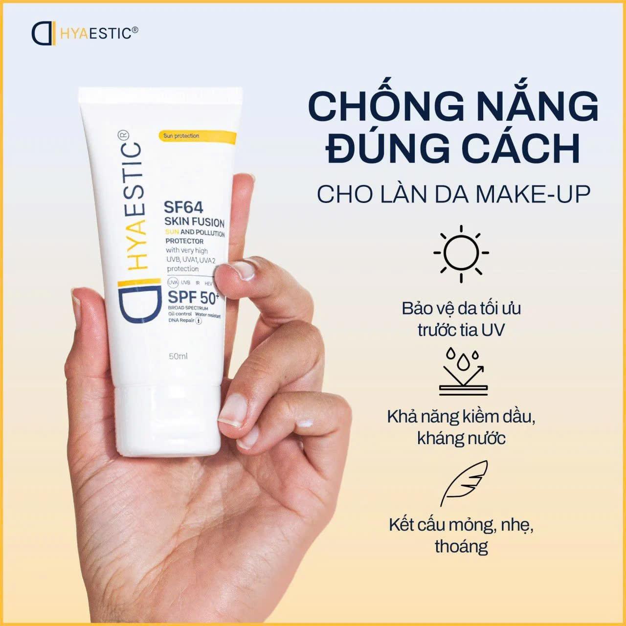 Kem Chống Nắng Hyaestic Skin Fusion SF64 Sun And Protector SPF50+ Giúp Chống Nắng, Bảo Vệ Da Tuyệt Đối-duoc-ban-tai-Tiệm Nhà Mịn