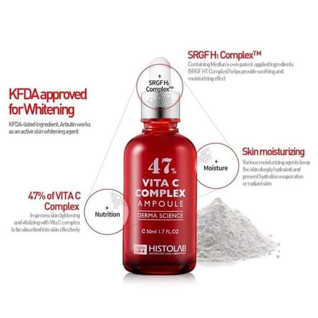 Serum Histolab 47% Vita C Complex Ampoule 50ml Giúp Dưỡng Sáng Da-duoc-ban-tai-Tiệm Nhà Mịn