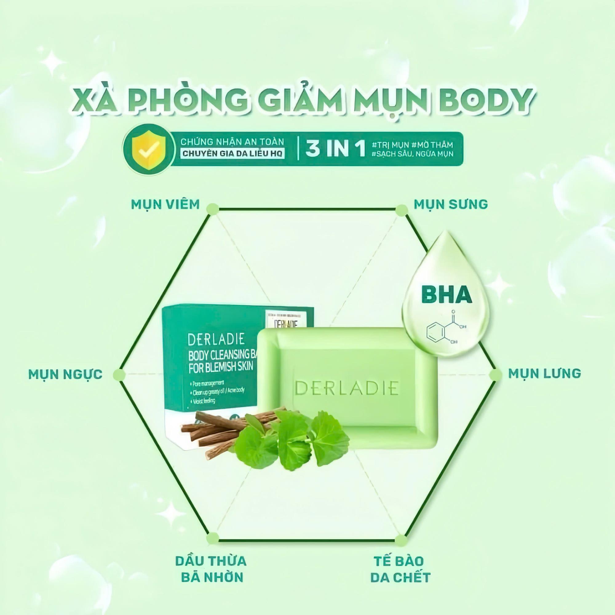 Xà Phòng Tắm Giảm Mụn Derladie Cleansing Bar For Blemish Skin Cho Body Cơ Thể 50g-duoc-ban-tai-Tiệm Nhà Mịn
