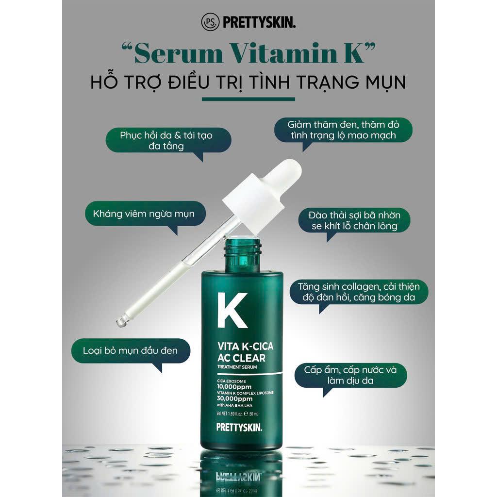 Tinh chất Pretty Skin Vita K Cica Ac Clear Treatment hỗ trợ phục hồi, giảm đỏ cho da yếu nhạy cảm 50ml-duoc-ban-tai-Tiệm Nhà Mịn