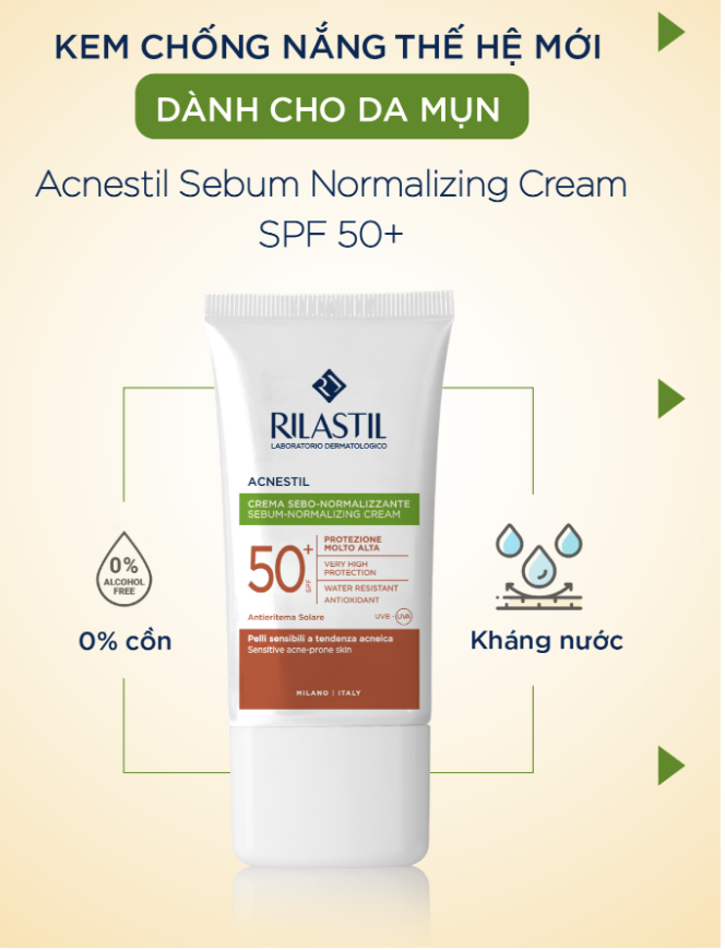 Kem chống nắng dành cho da dầu mụn Rilastil Acnestil Sebum - Normalizing Cream SPF 50+-duoc-ban-tai-Tiệm Nhà Mịn