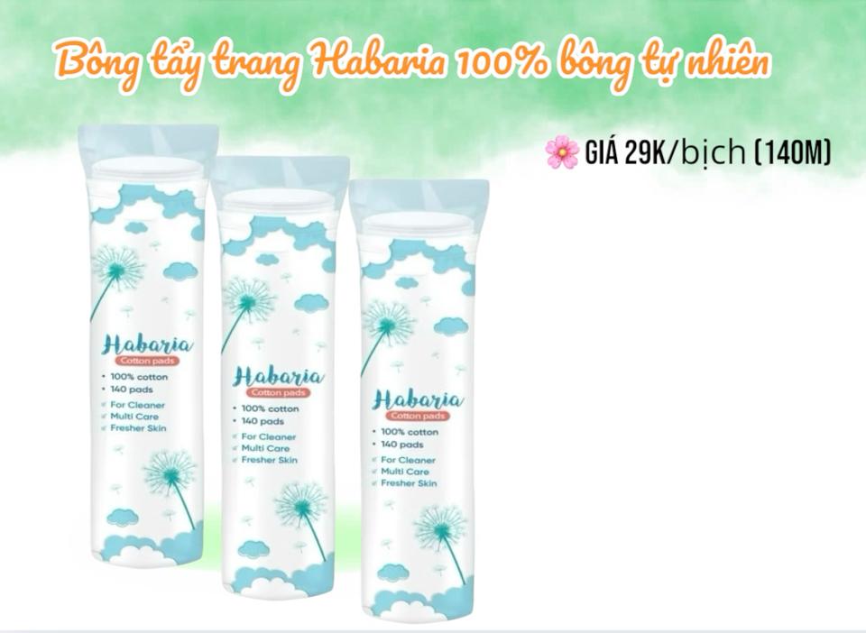 Bông tẩy trang Habaria 100% Cotton tự nhiên dạng tròn 140 miếng-duoc-ban-tai-Tiệm Nhà Mịn
