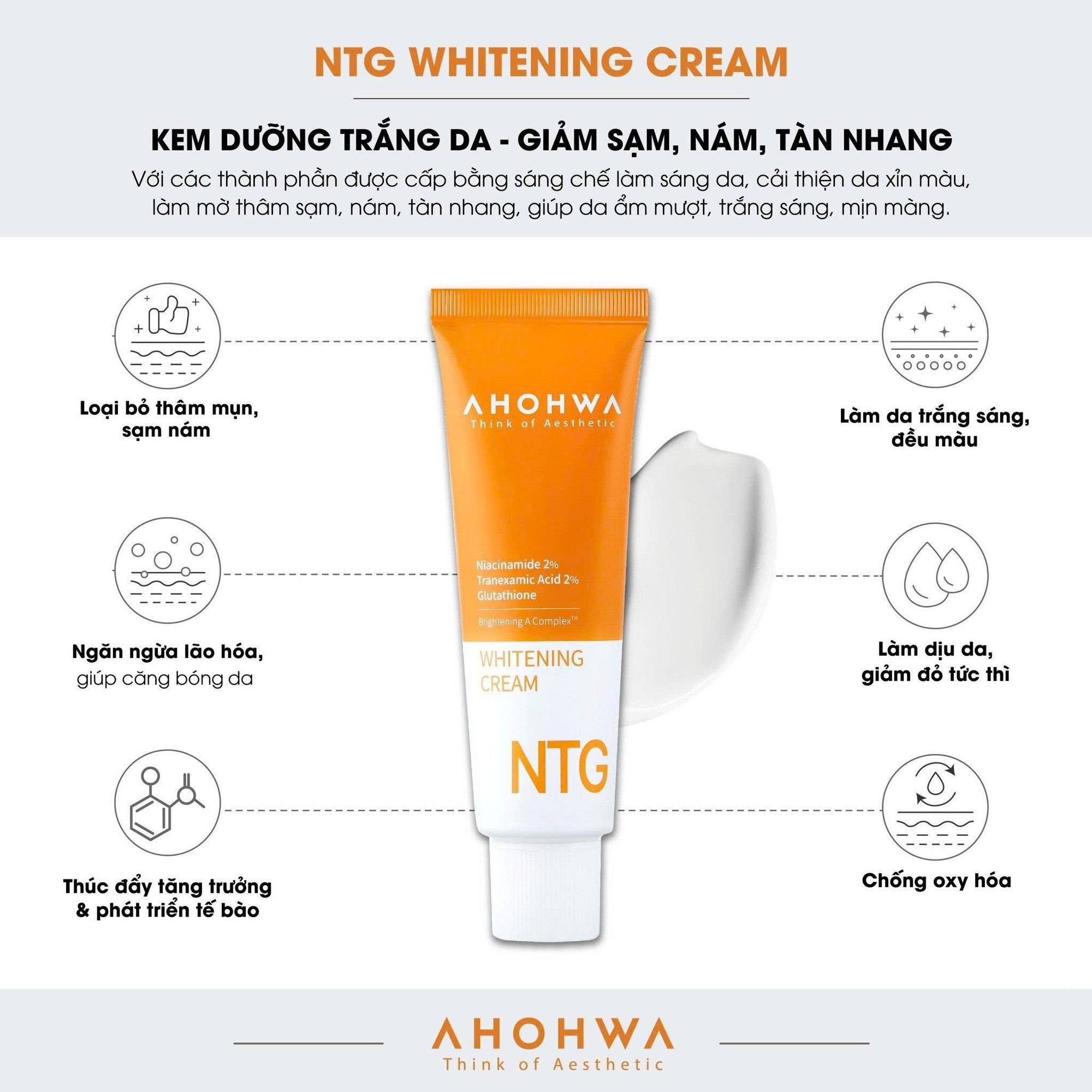 Kem Dưỡng Trắng Da AHOHWA NTG Whitening Cream Giảm Thâm Sạm, Nám, Giúp Đều Màu Da 50ml-duoc-ban-tai-Tiệm Nhà Mịn
