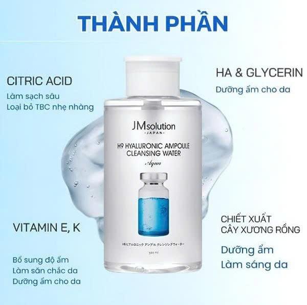 Nước Tẩy Trang JMsolution Hyaluronic Acid Mọi Loại Da 500ml Hyaluronic Ampoule Cleansing Water-duoc-ban-tai-Tiệm Nhà Mịn