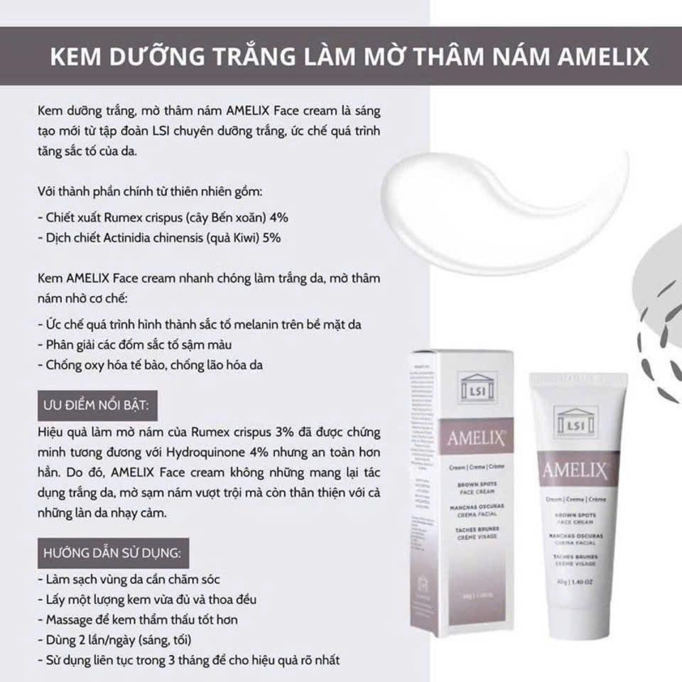 Kem dưỡng trắng mờ thâm nám LSI Amelix Face Cream 40g-duoc-ban-tai-Tiệm Nhà Mịn