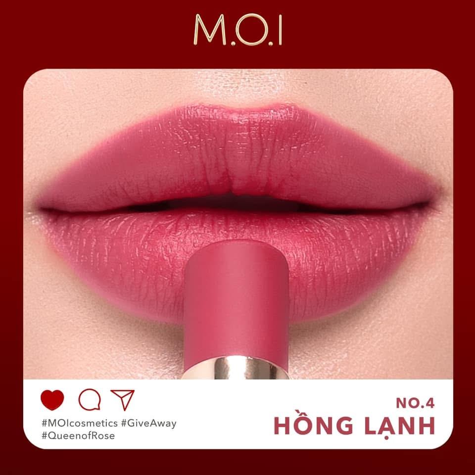 SON MÔI SÁP M.O.I VELVET MATTE QUEEN OF ROSE-duoc-ban-tai-Hương Linh's Cosmetics